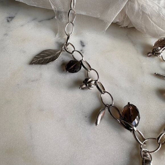 Silver and Quartz Colored Stones Charm Necklace - Picture 4 of 8